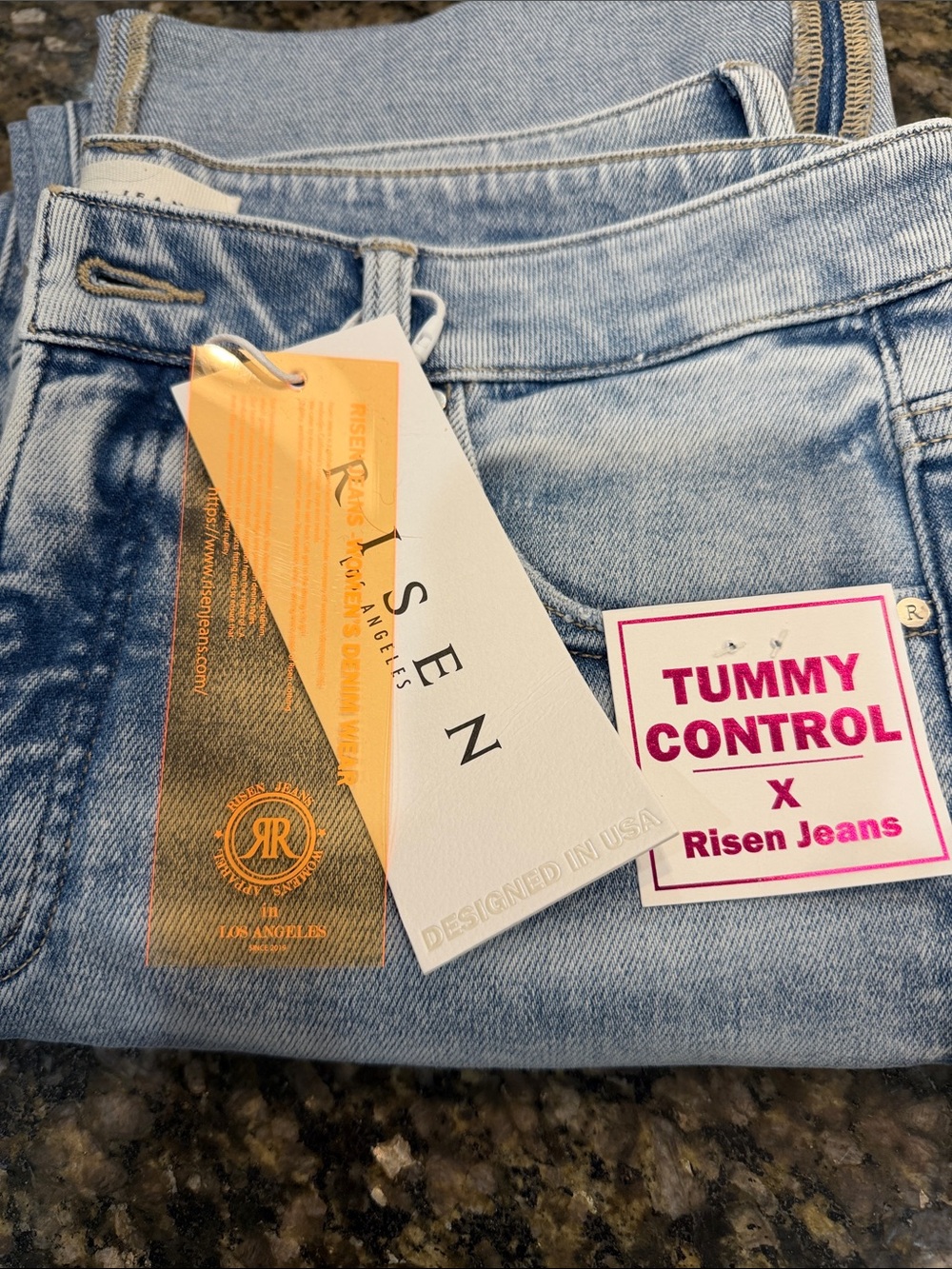 Risen Light Wash Tummy Control High Rise Straight leg Women’s Jeans Sz 15/32